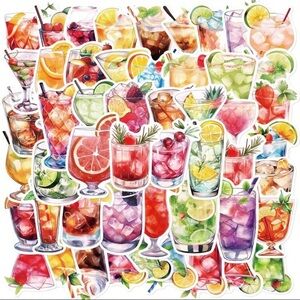 50PCS Cocktail Drinks Stickers Vinyl Aesthetics Stickers For Scrapbooking